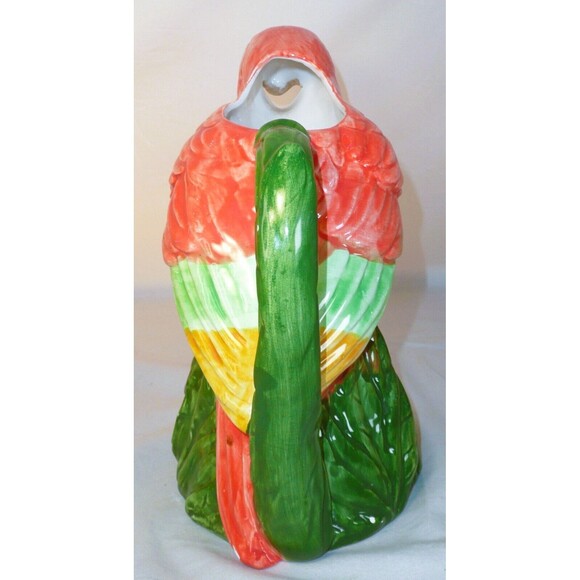 Parrot Bird Vase pitcher Tropical Decorative hand painted ceramic porcelain Tiki - Picture 8 of 12